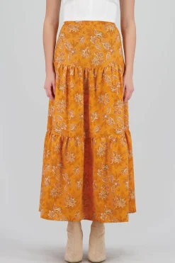 Shasa Floral Print Ruffle Maxi Skirt