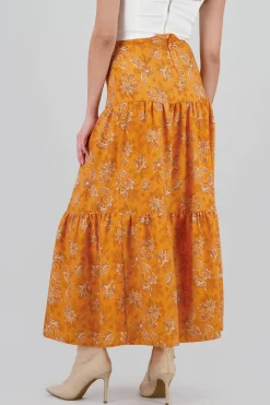 Shasa Floral Print Ruffle Maxi Skirt