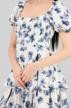 Shasa Floral Print Ruffled Dress