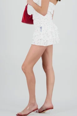 Shasa Floral Print Skirt with Bows