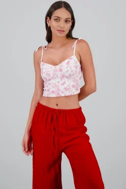Shasa Floral Print Strap Top