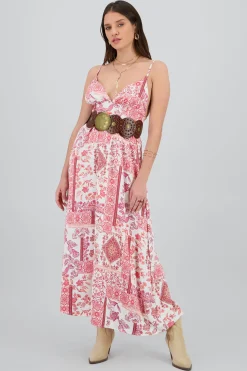 Shasa Floral Print Straps Maxi Dress