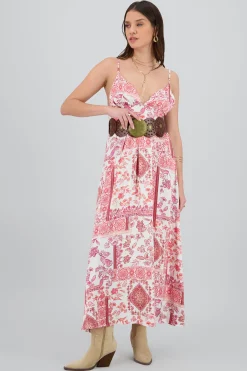 Shasa Floral Print Straps Maxi Dress