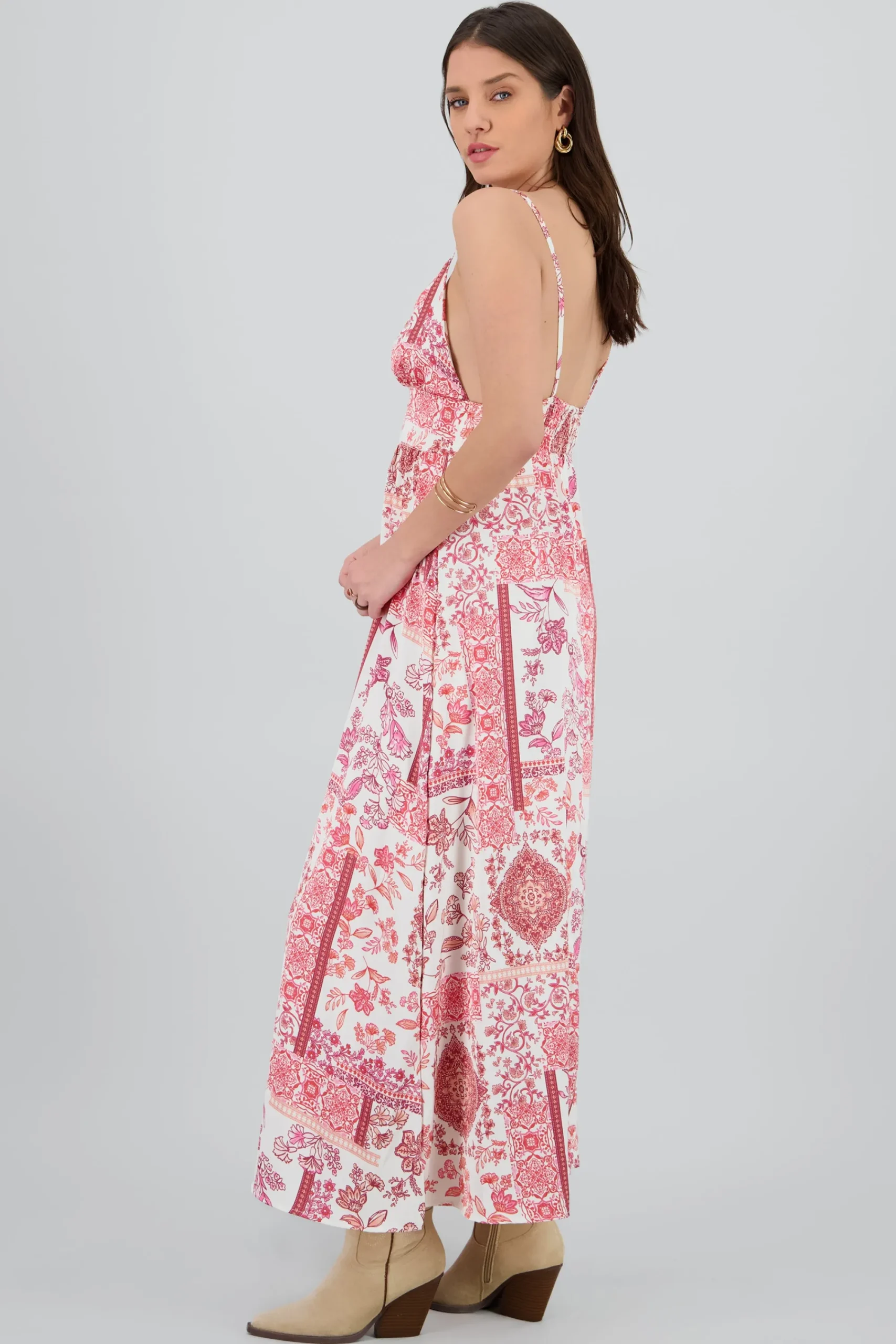 Shasa Floral Print Straps Maxi Dress