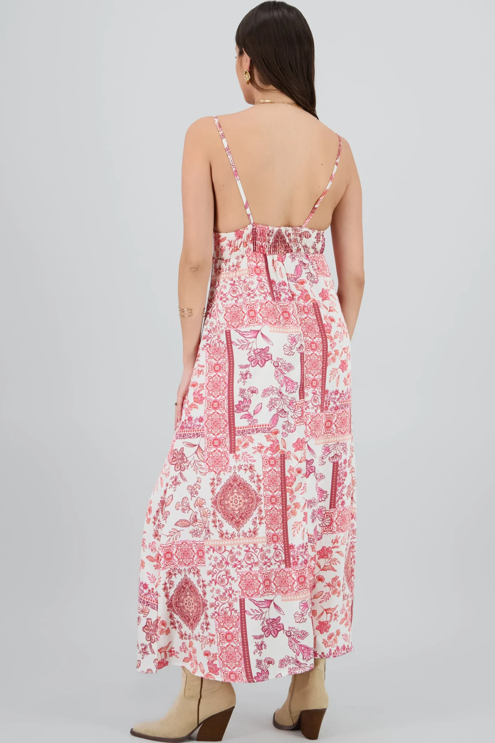 Shasa Floral Print Straps Maxi Dress