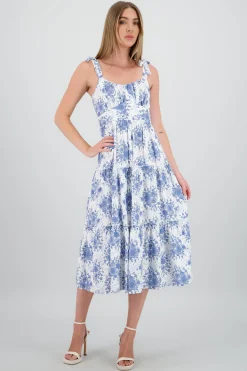 Shasa Floral Printed Ruffled Maxi Dress