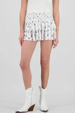 Shasa Floral Ruffle Mini Skirt