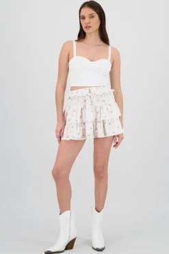Shasa Floral Ruffles Mini Skirt