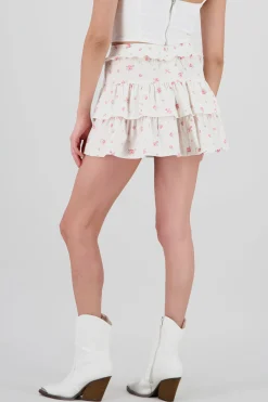 Shasa Floral Ruffles Mini Skirt