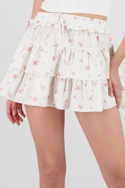 Shasa Floral Ruffles Mini Skirt