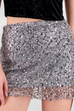 Shasa Floral Sequin Mini Skirt