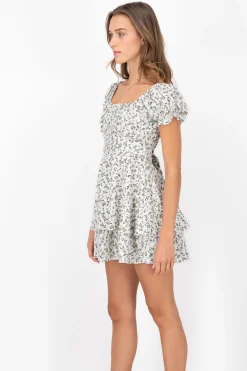 Shasa Floral SquareNeck Ruffled Mini Dress