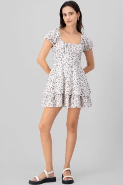 Shasa Floral SquareNeck Ruffled Mini Dress