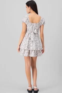 Shasa Floral SquareNeck Ruffled Mini Dress