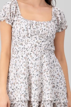 Shasa Floral SquareNeck Ruffled Mini Dress