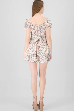 Shasa Floral SquareNeck Ruffled Mini Dress