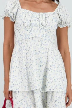 Shasa Floral SquareNeck Ruffled Mini Dress