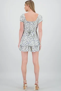 Shasa Floral SquareNeck Ruffled Mini Dress