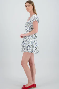 Shasa Floral SquareNeck Ruffled Mini Dress
