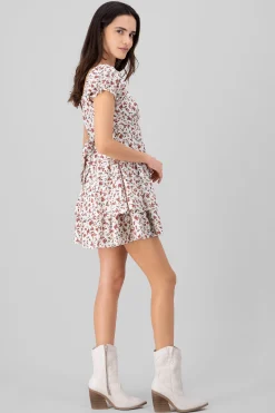 Shasa Floral SquareNeck Ruffled Mini Dress
