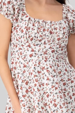 Shasa Floral SquareNeck Ruffled Mini Dress