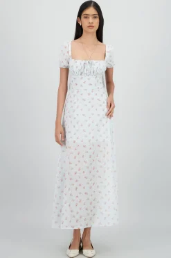 Shasa Floral Textured Midi Dress