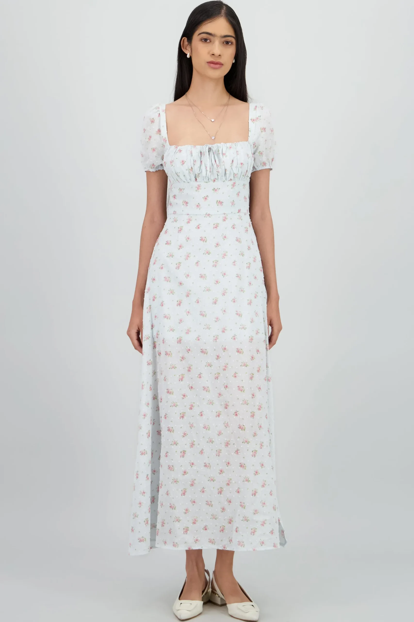 Shasa Floral Textured Midi Dress