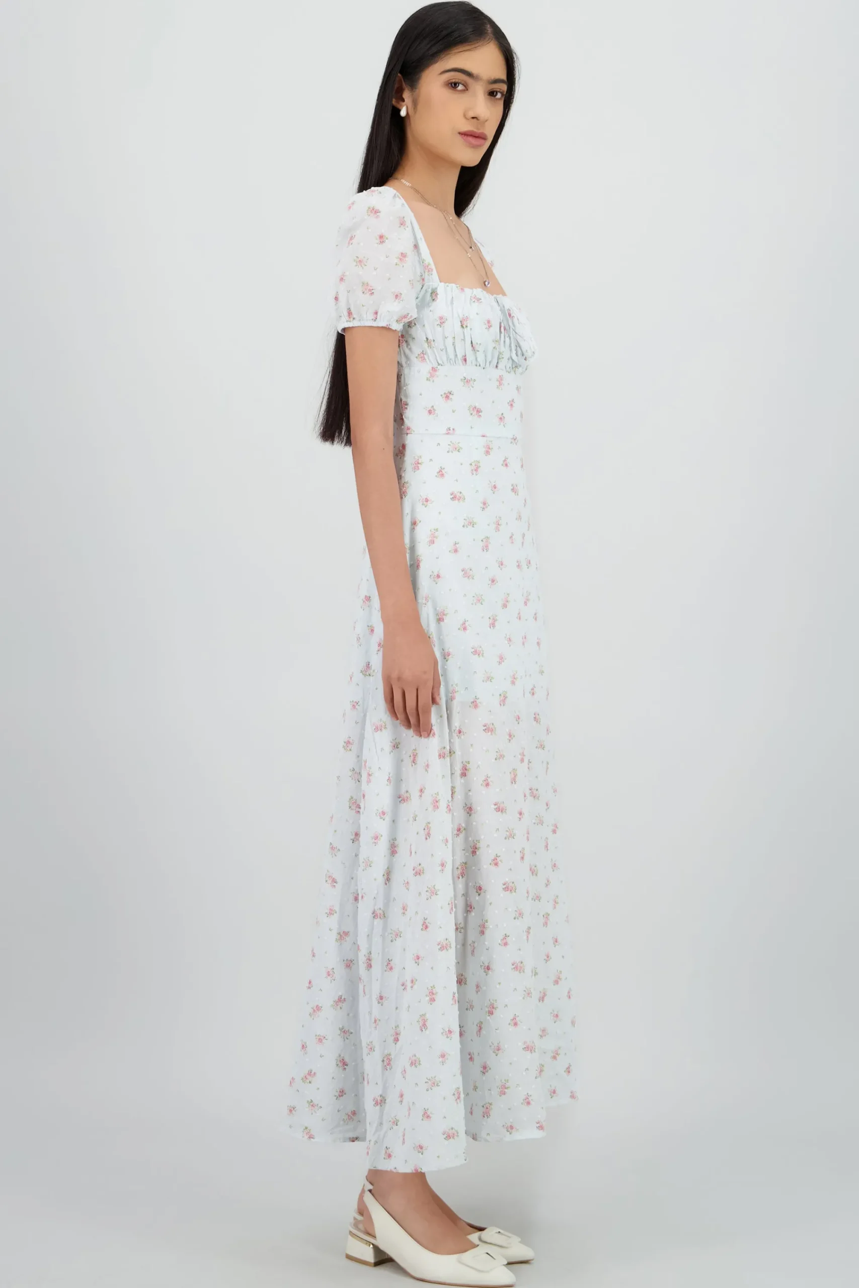 Shasa Floral Textured Midi Dress