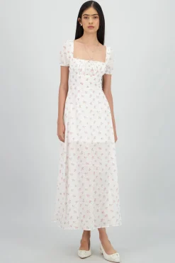 Shasa Floral Textured Midi Dress