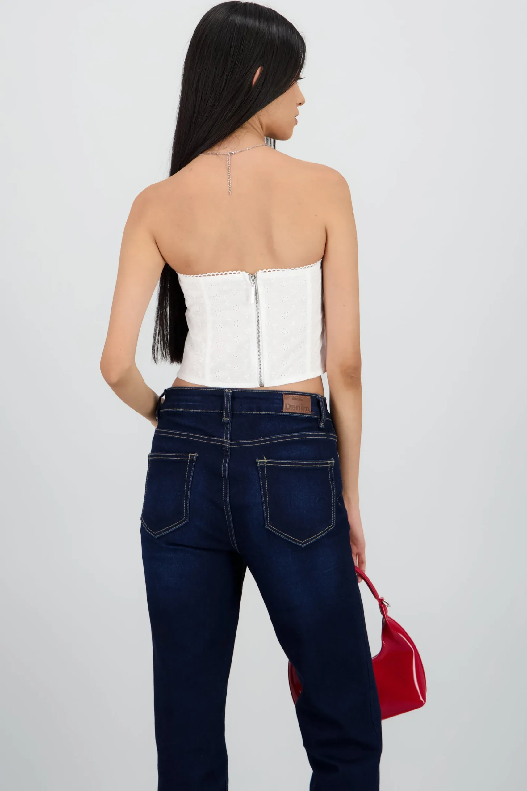Shasa Floral Textured Strapless Top