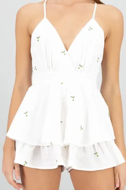 Shasa Flower Embroidered Romper