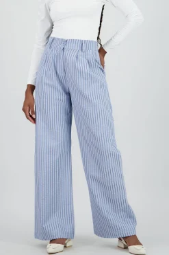 Shasa Flowing Wide Leg Pants with Stripe Detail