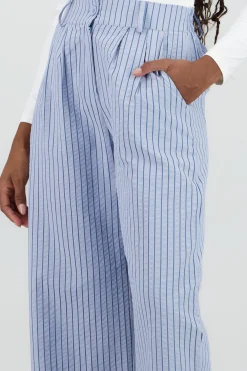 Shasa Flowing Wide Leg Pants with Stripe Detail