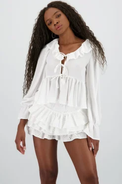 Shasa Flowy Shirt with Ruffles