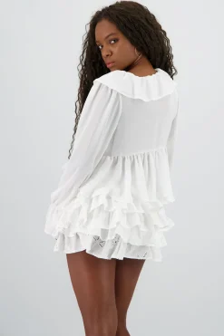 Shasa Flowy Shirt with Ruffles