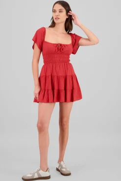 Shasa Frill Bust Short Sleeve Dress
