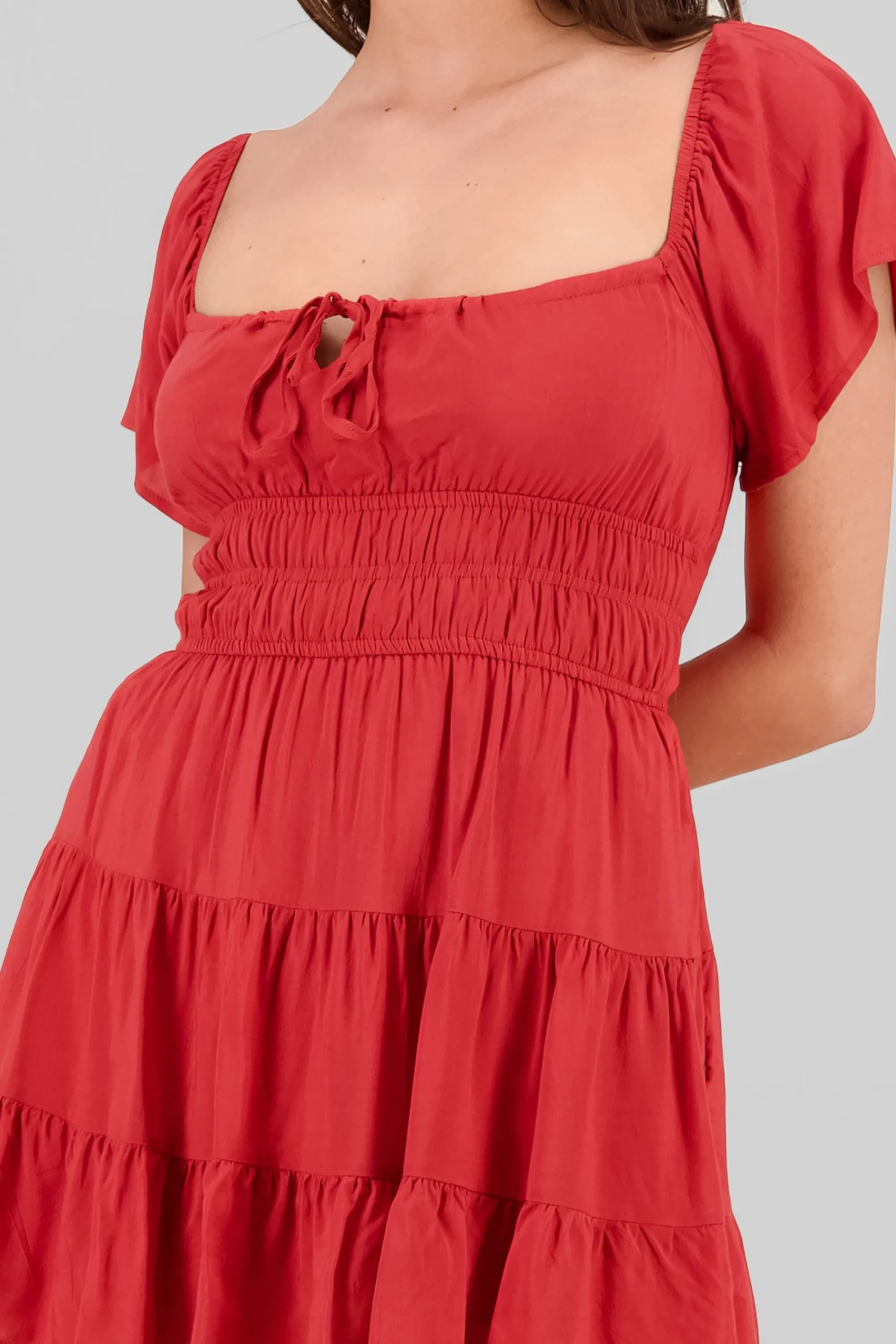 Shasa Frill Bust Short Sleeve Dress