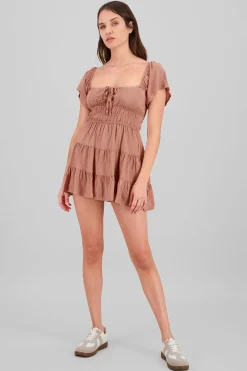 Shasa Frill Bust Short Sleeve Dress
