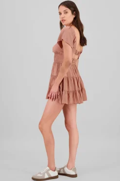 Shasa Frill Bust Short Sleeve Dress