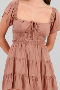 Shasa Frill Bust Short Sleeve Dress