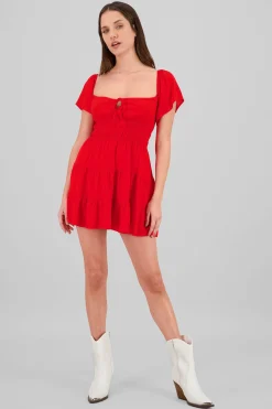 Shasa Frill Bust Short Sleeve Dress