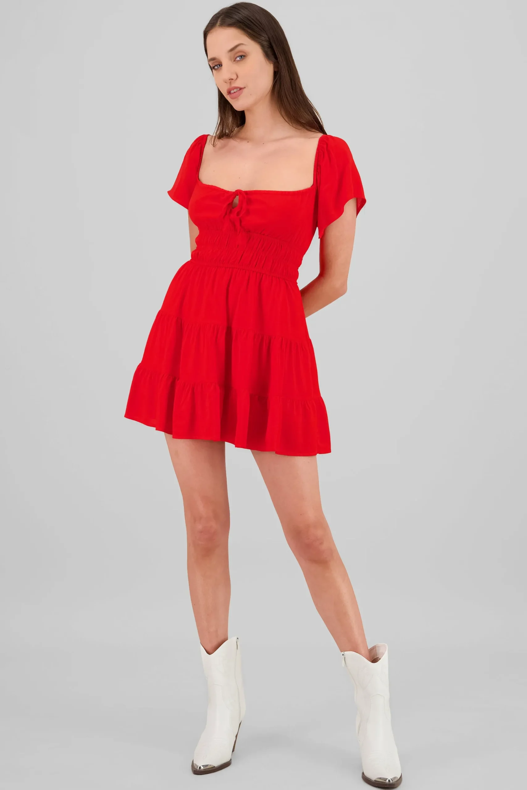 Shasa Frill Bust Short Sleeve Dress
