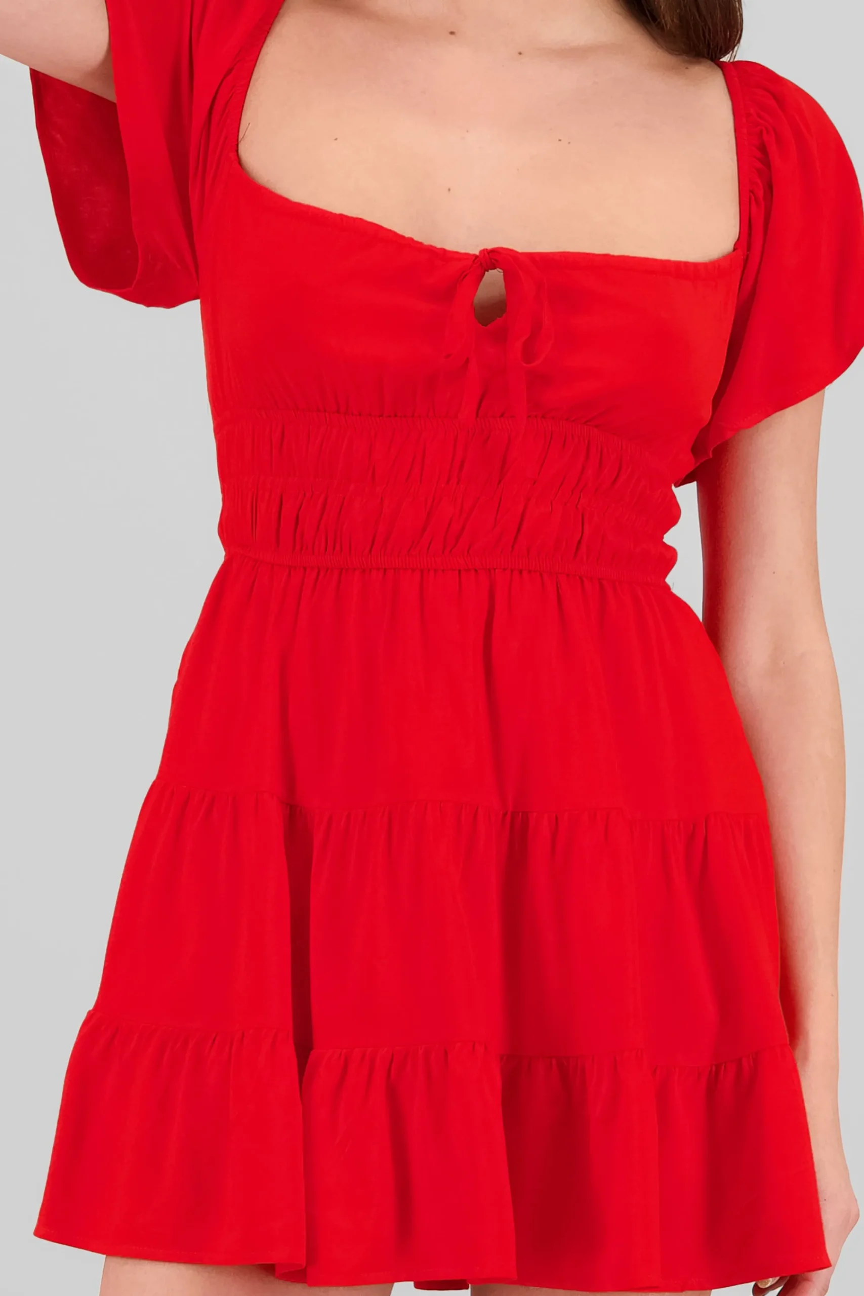 Shasa Frill Bust Short Sleeve Dress