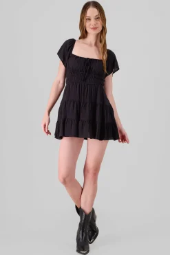 Shasa Frill Bust Short Sleeve Dress