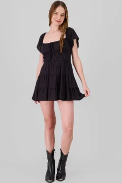 Shasa Frill Bust Short Sleeve Dress