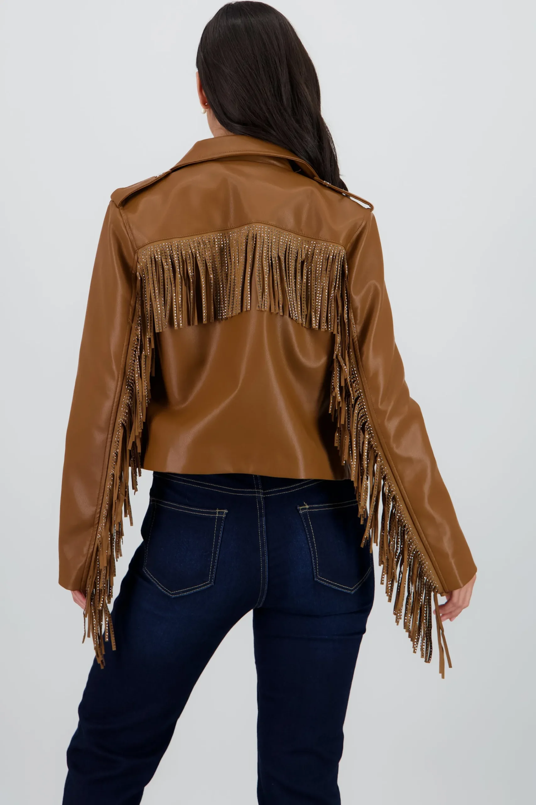 Shasa Fringe Sequin Biker Jacket