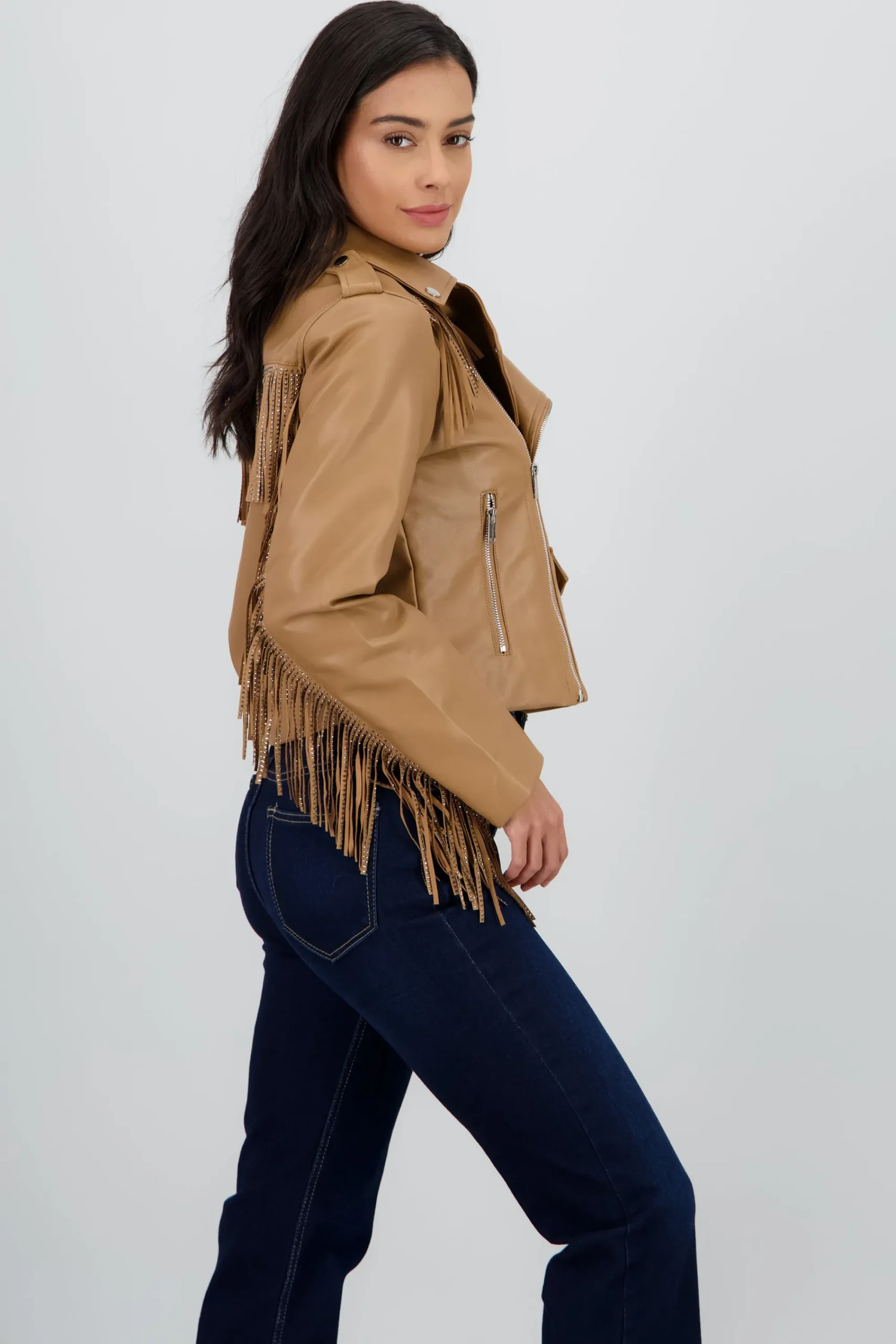 Shasa Fringe Sequin Biker Jacket