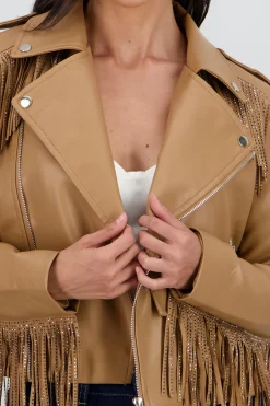 Shasa Fringe Sequin Biker Jacket