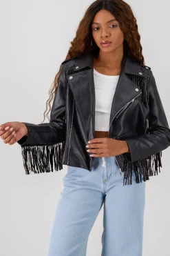 Shasa Fringe Sequin Biker Jacket