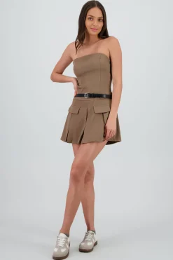 Shasa Front Pockets Romper with Belt